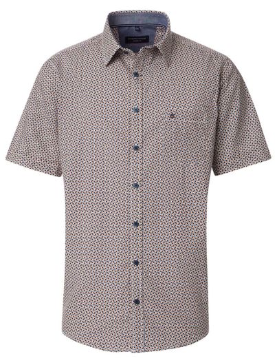 Casa Moda Casa Moda overhemd oranje korte mouw wijde fit geprint