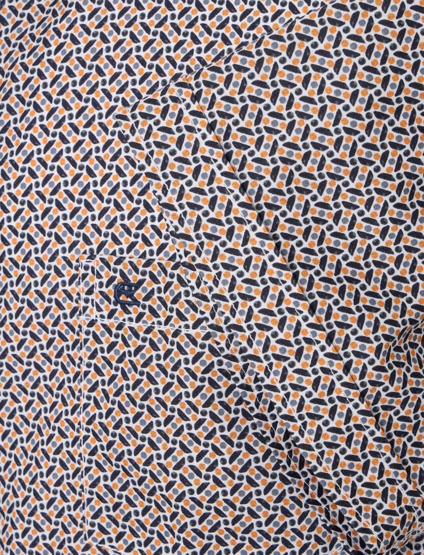 Casa Moda overhemd oranje korte mouw wijde fit geprint