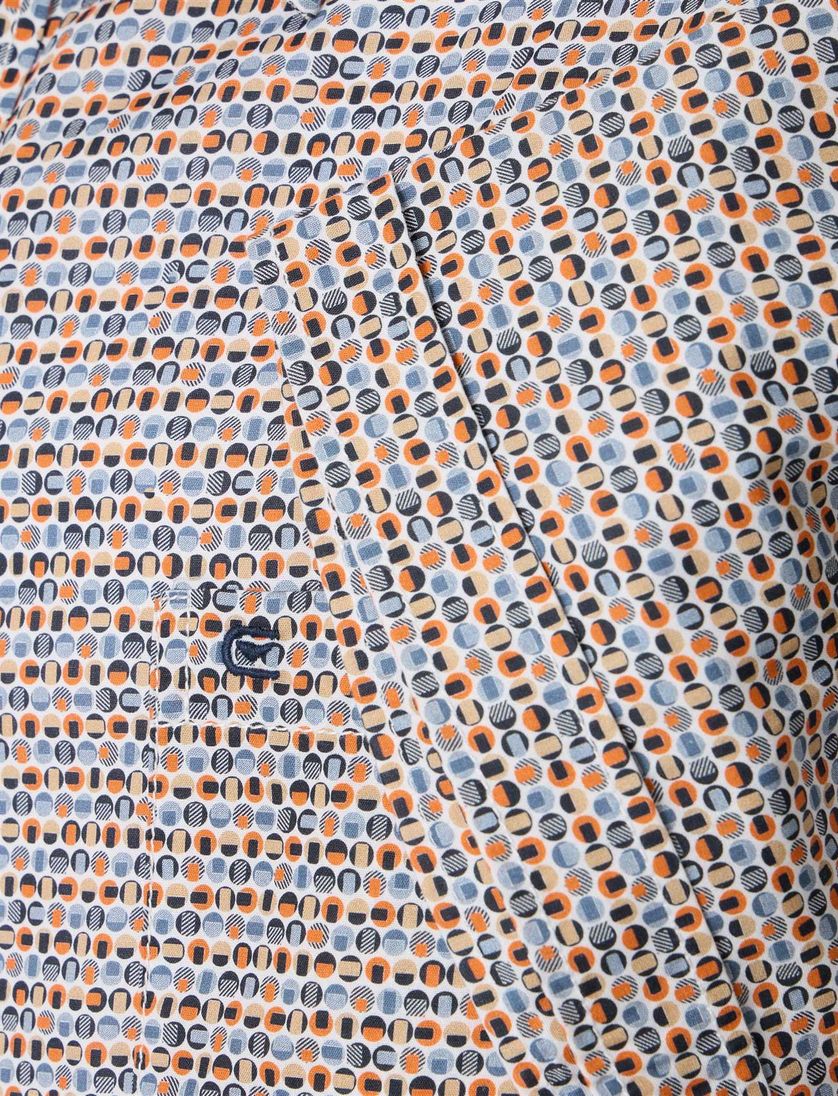 Casa Moda overhemd oranje geprint Casual Fit