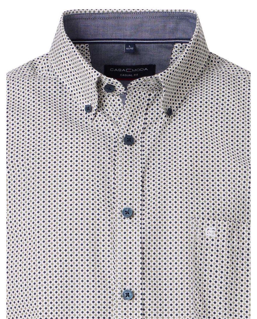 Casa Moda overhemd groen geprint Casual Fit katoen