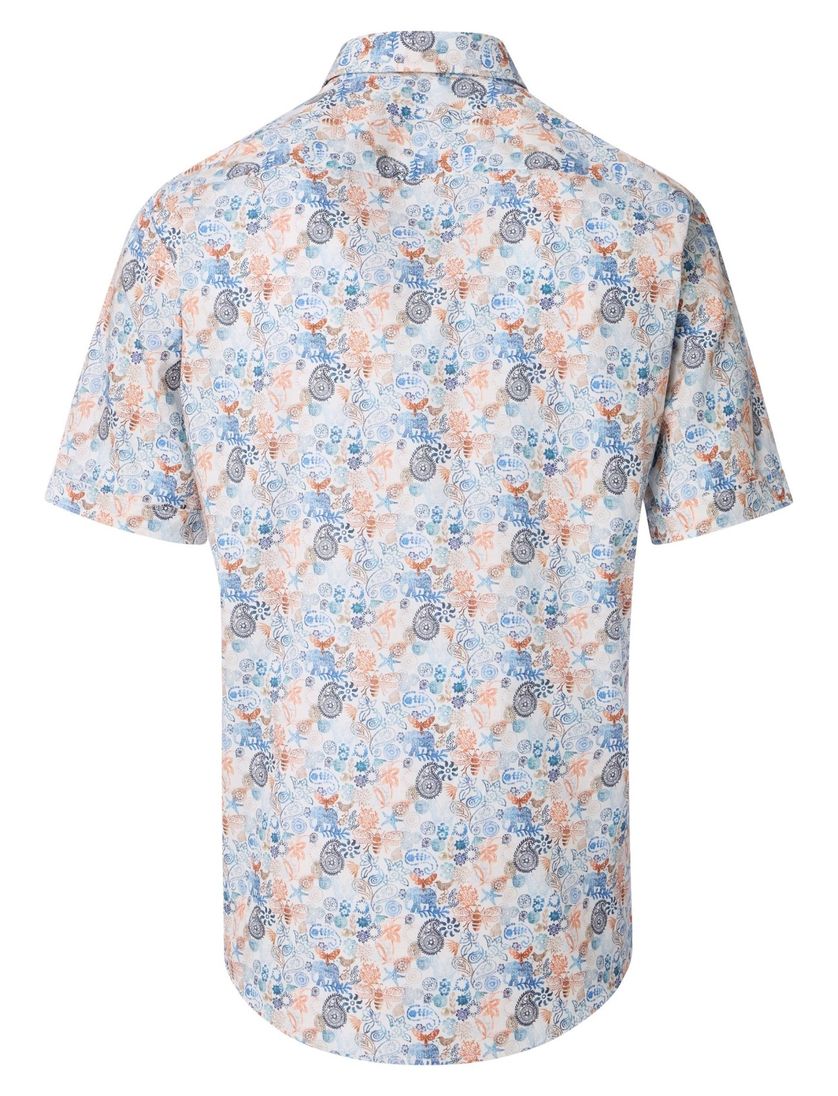 Casa Moda overhemd geprint blauw korte mouw katoen