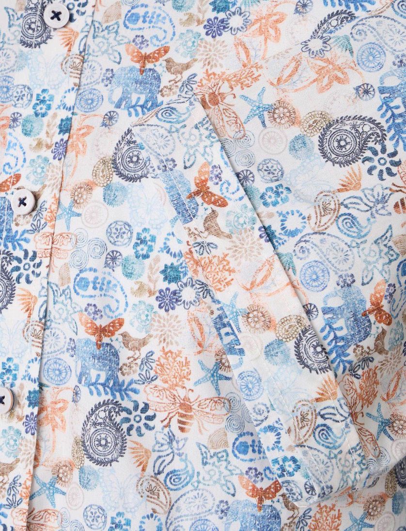 Casa Moda overhemd geprint blauw korte mouw katoen