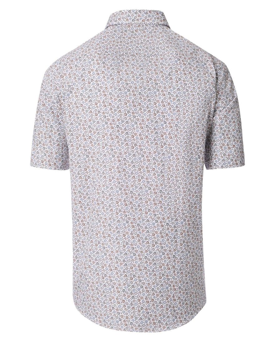 Casa Moda overhemd geprint oranje en blauw katoen