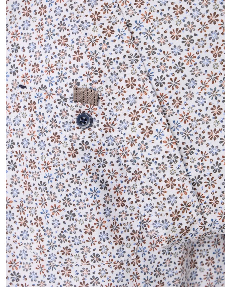 Casa Moda overhemd geprint oranje en blauw katoen