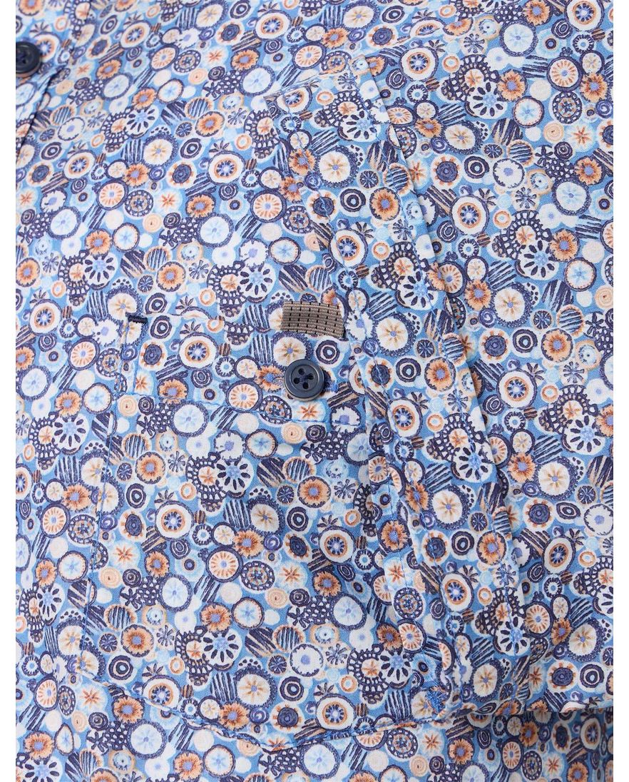 Casa Moda Casaul Fit overhemd blauw geprint borstzak