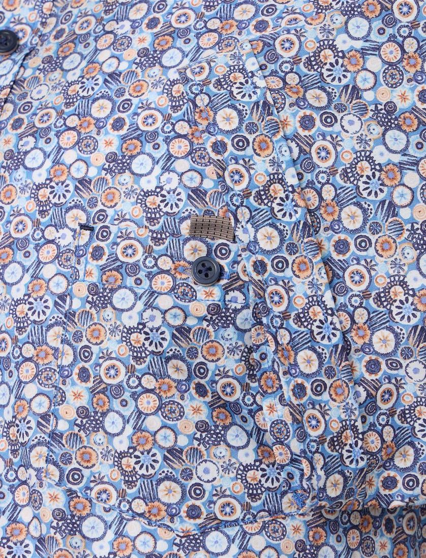 Casa Moda overhemd blauw geprint 100% katoen Casual Fit
