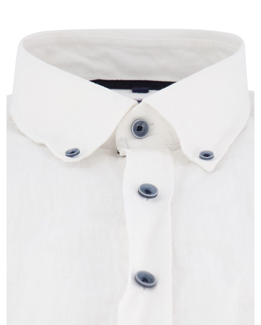 Casa Moda overhemd button-down linnen wit effen wijde fit