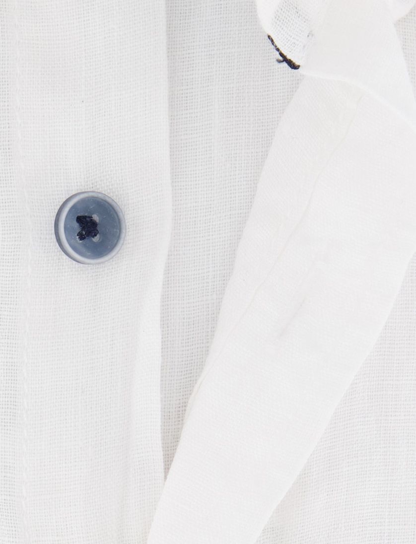linnen Casa Moda overhemd button-down effen wit wijde fit