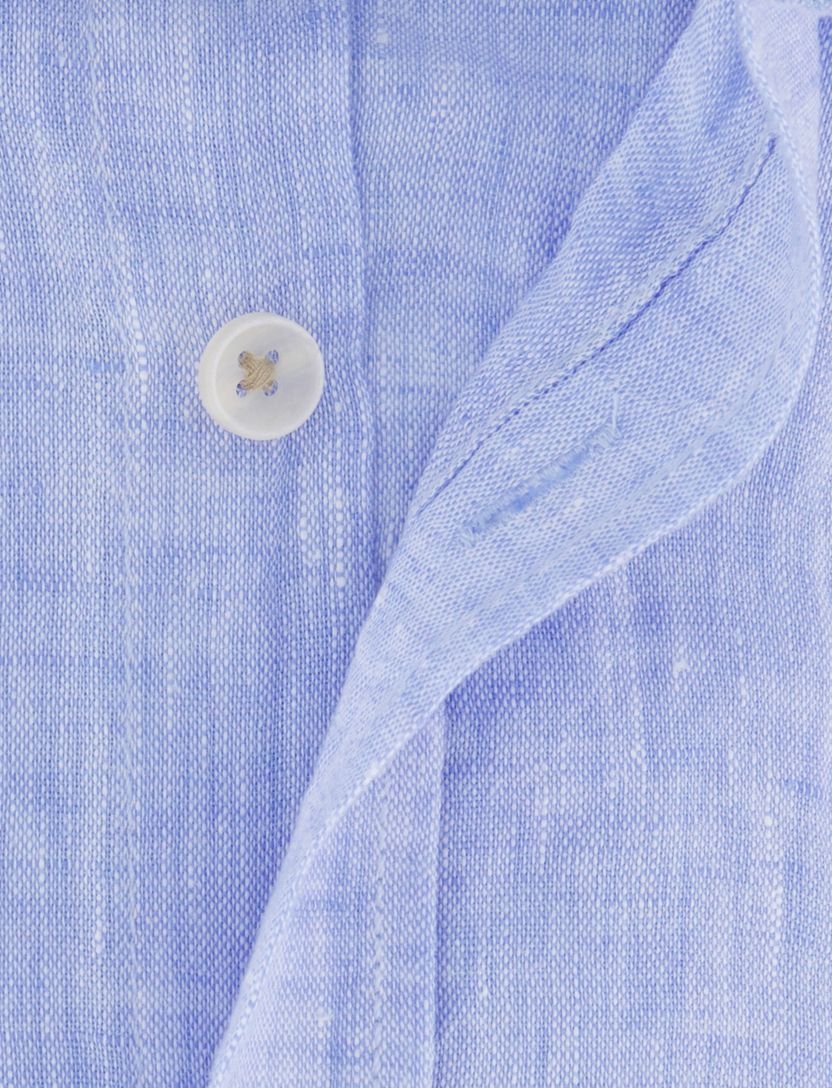 Casa Moda overhemd korte mouw blauw linnen wijde fit