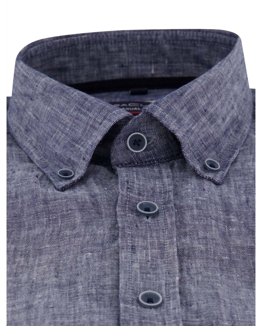 Casa Moda linnen korte mouw blauw effen wijde fit