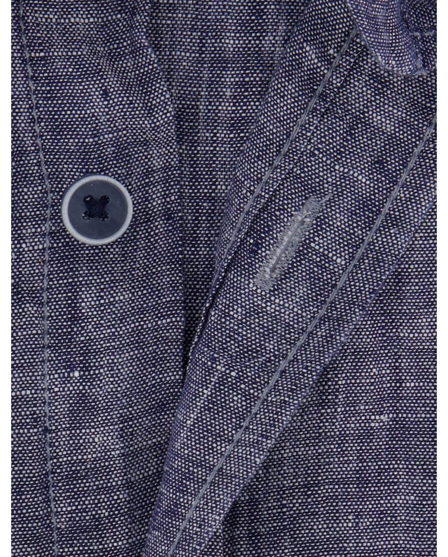 Casa Moda linnen korte mouw blauw effen wijde fit