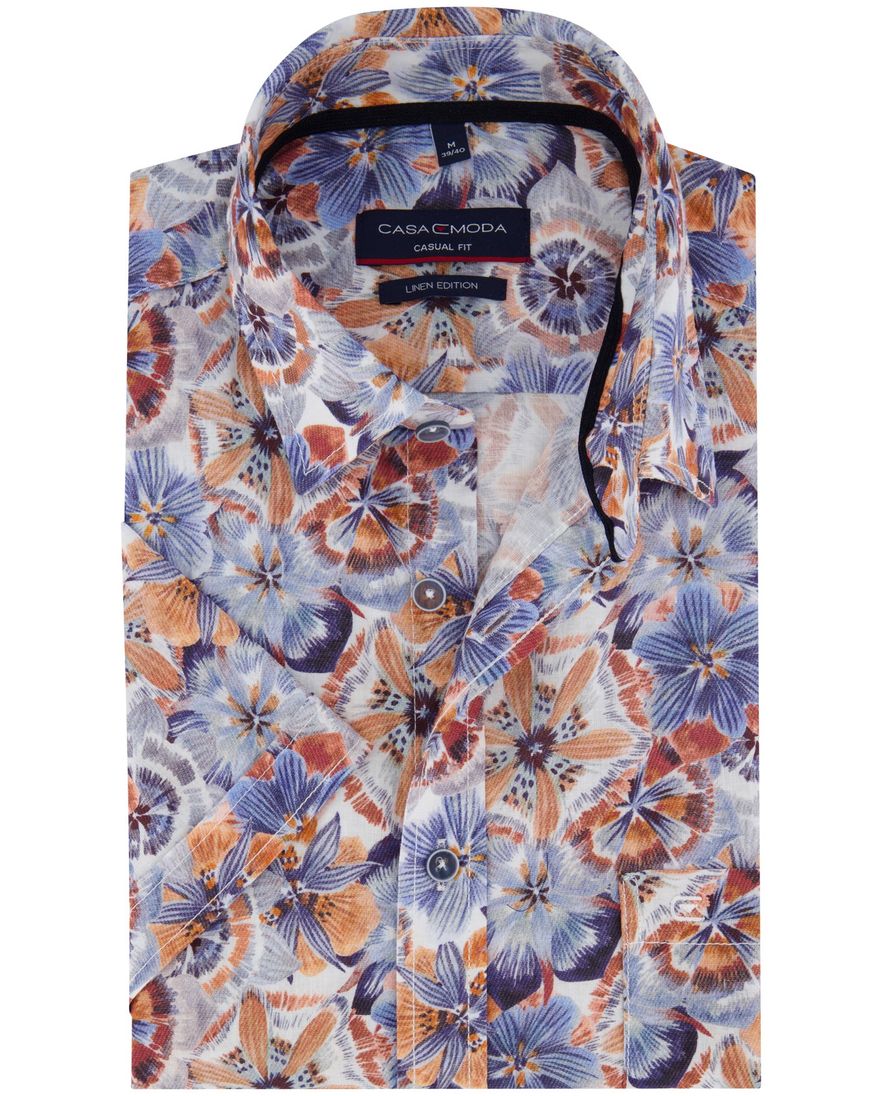 Casa Moda korte mouw overhemd geprint multicolor wijde fit