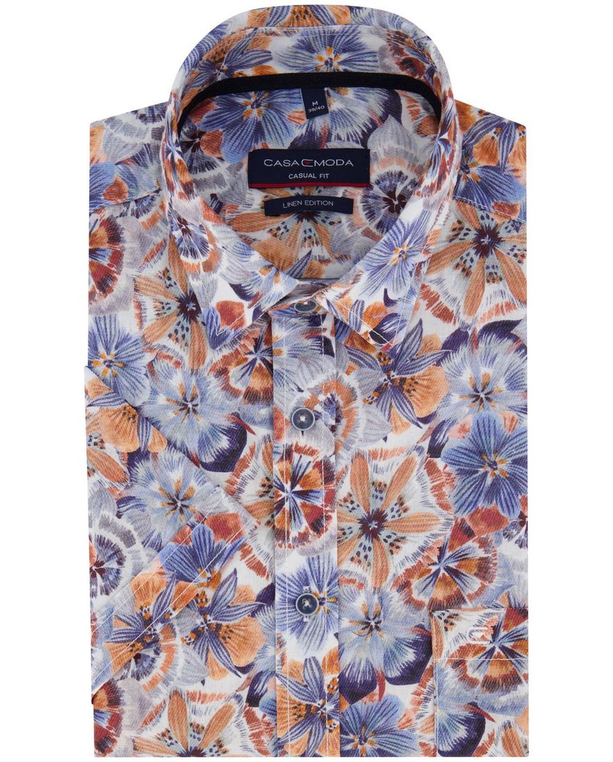 Casa Moda korte mouw overhemd geprint multicolor wijde fit