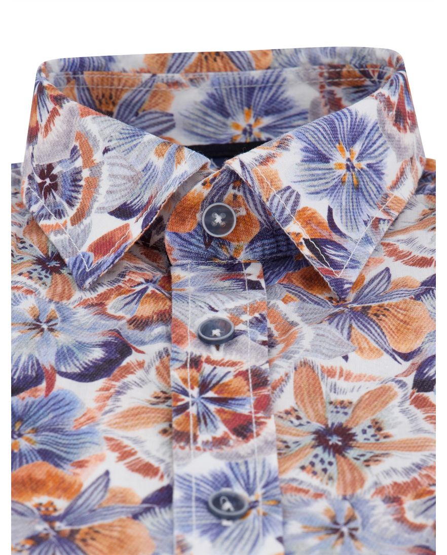 Casa Moda korte mouw overhemd geprint multicolor wijde fit