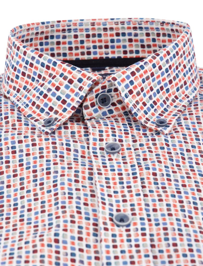 Casa Moda overhemd korte mouw geprint rood linnen