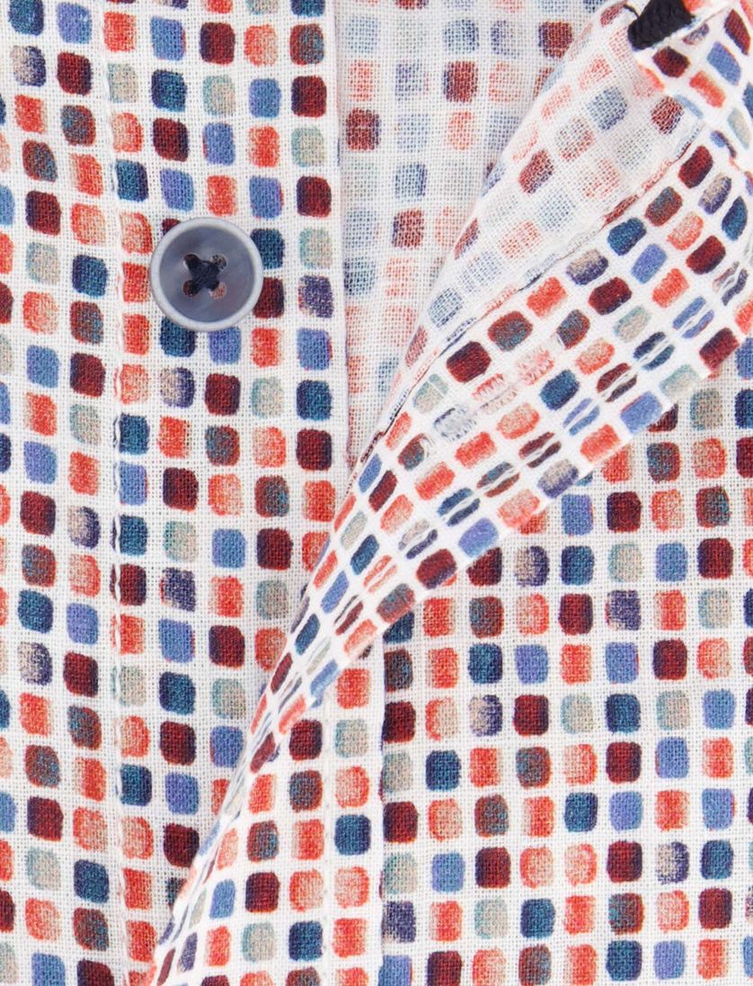 Casa Moda overhemd korte mouw geprint rood linnen