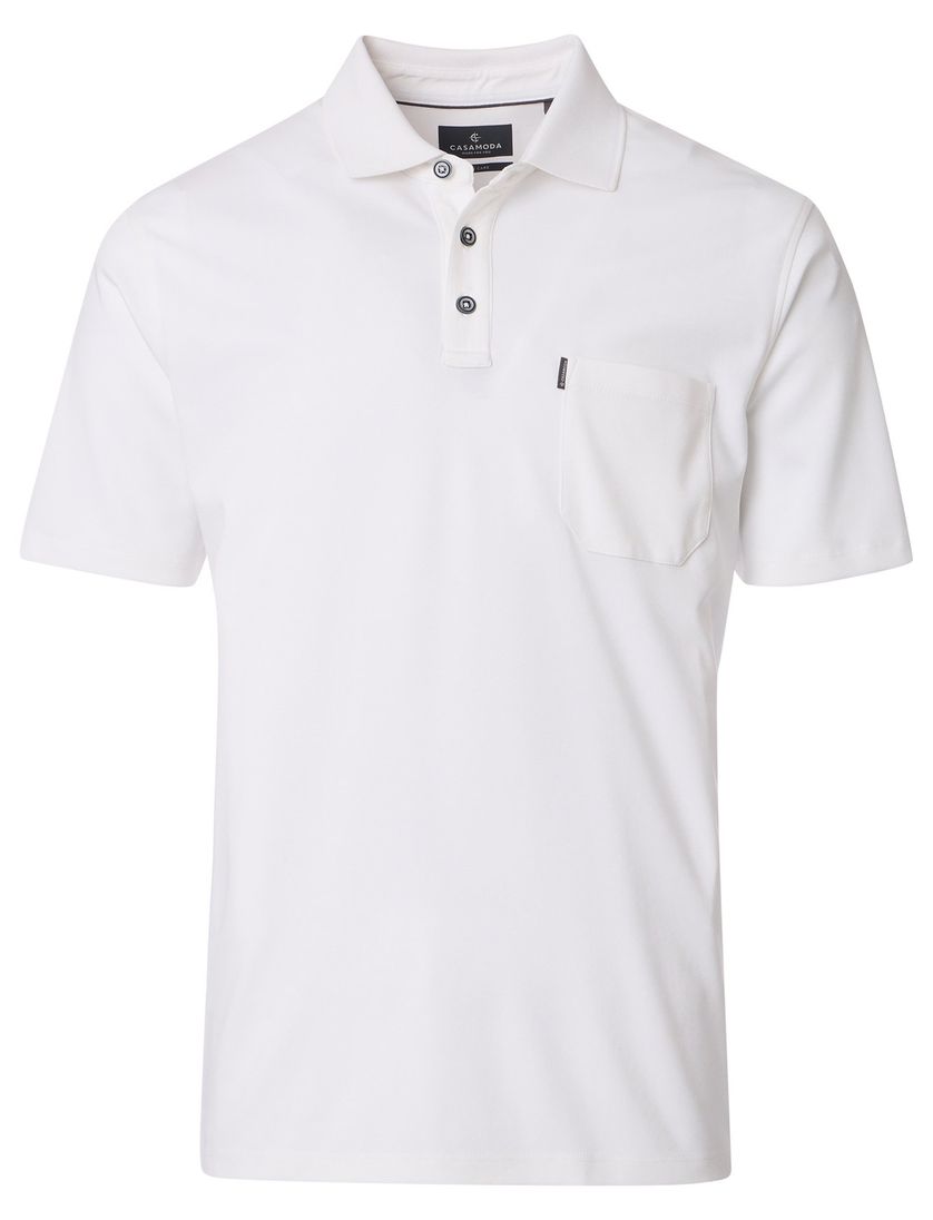 Casa moda poloshirt wit effen korte mouw