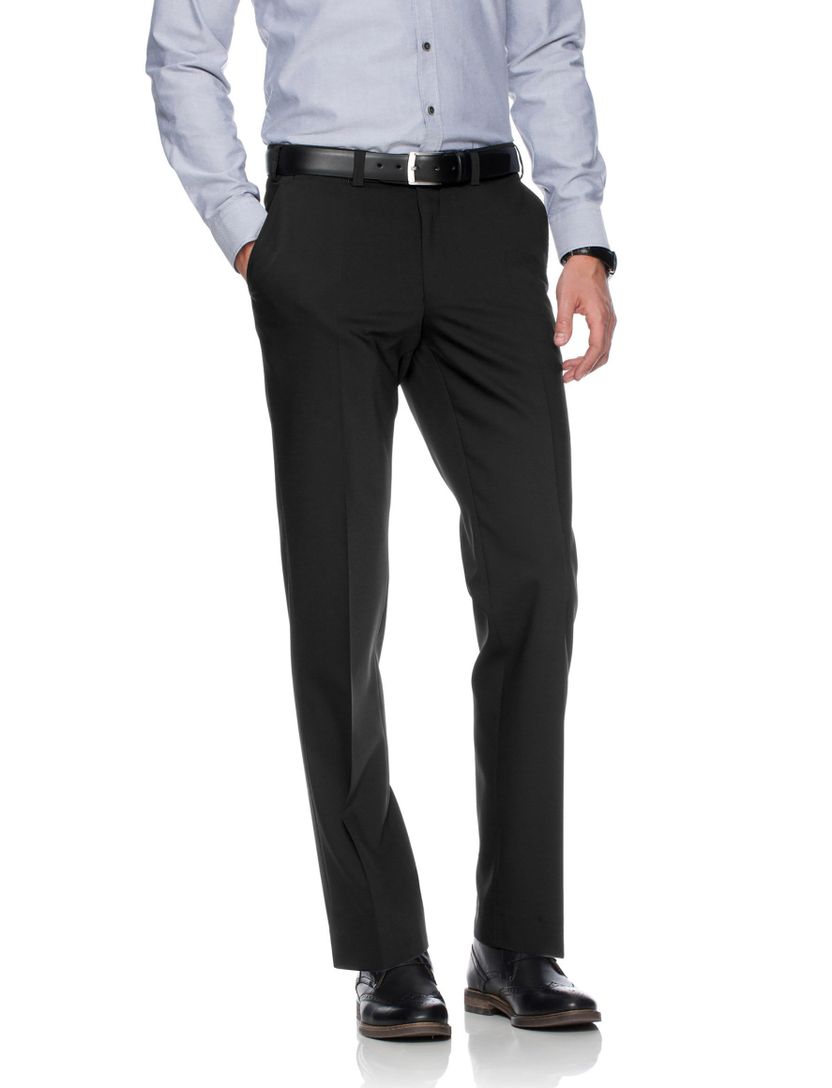 Eurex pantalon Jan flatfront zwart wol