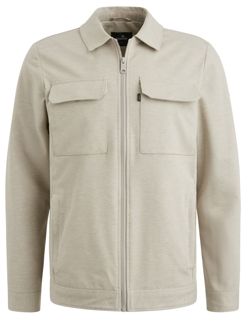 Vanguard overshirt effen beige normale fit borstzakken