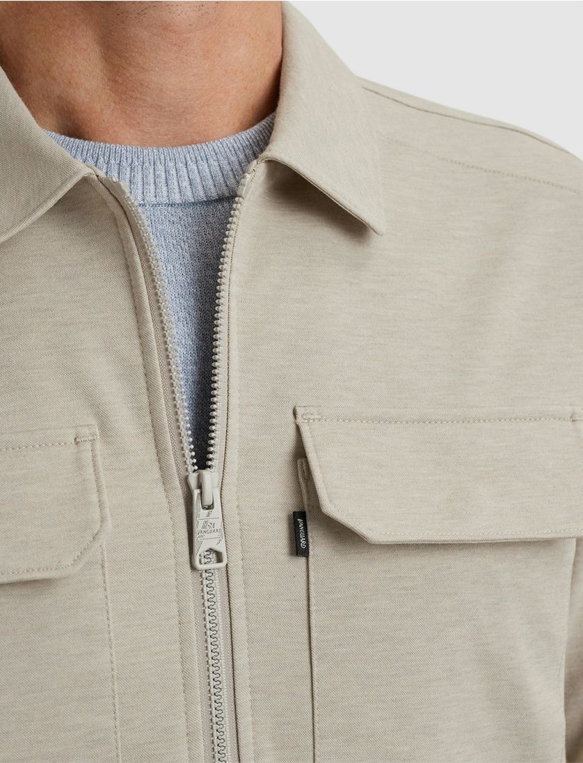 Vanguard overshirt effen beige normale fit borstzakken