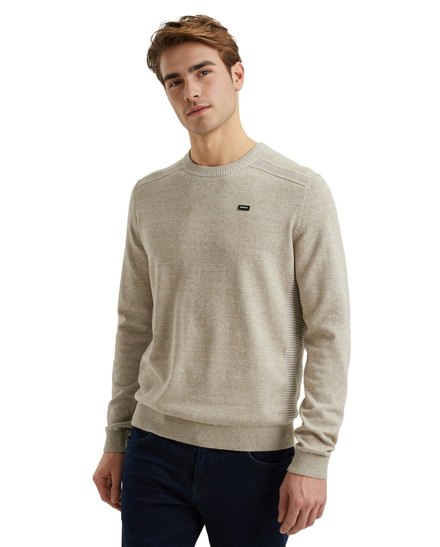 Vanguard trui beige gemêleerd normale fit