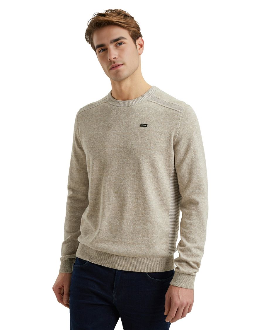 Vanguard trui beige gemêleerd Regular Fit