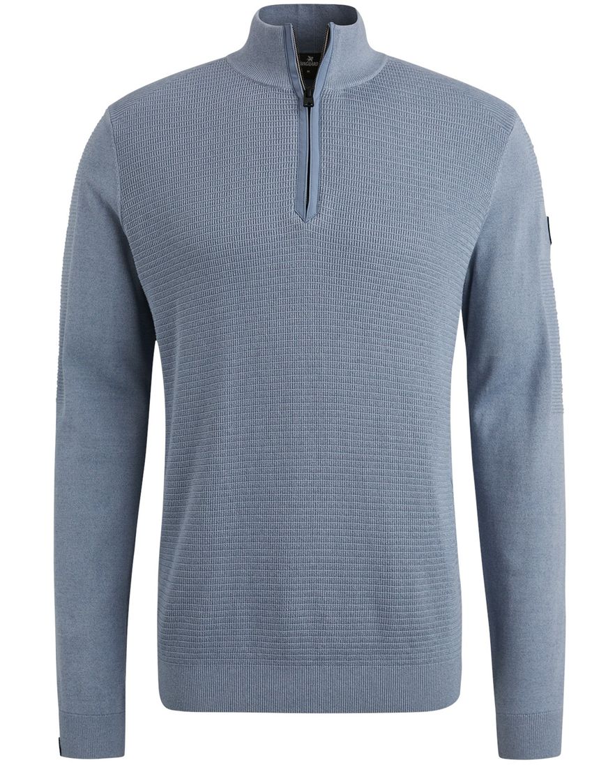 Vanguard half zip trui lichtblauw katoen normale fit