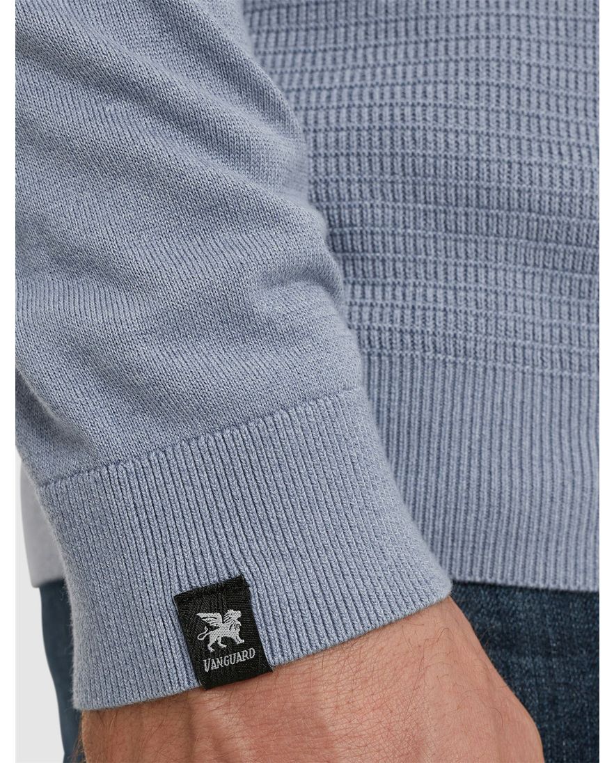 Vanguard half zip trui lichtblauw katoen normale fit