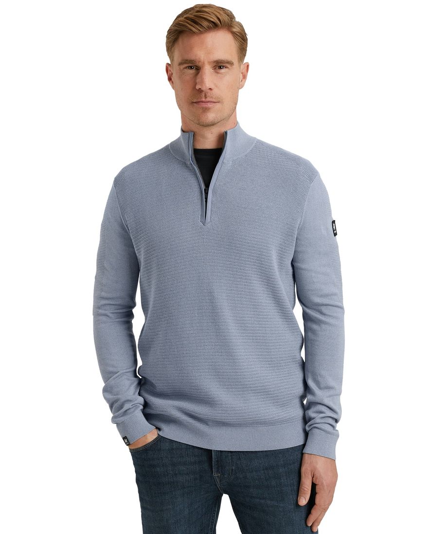 Vanguard half zip trui lichtblauw katoen normale fit