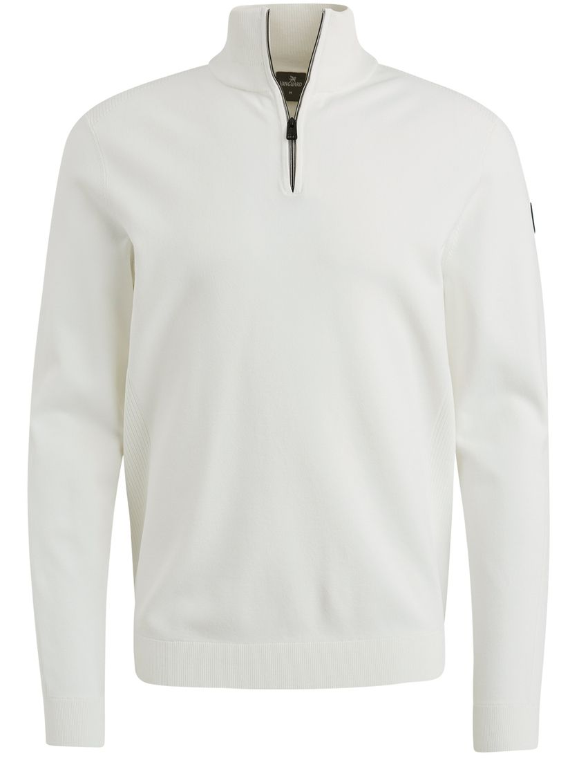 Vanguard hallf zip trui effen wit viscose normale fit