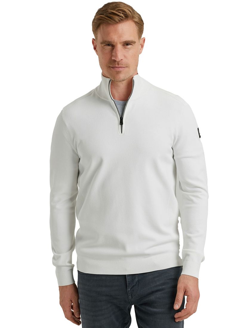 Vanguard hallf zip trui effen wit viscose normale fit