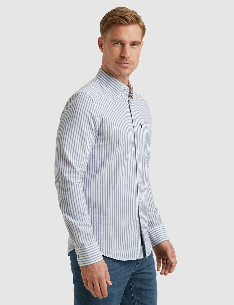 Vanguard overhemd blauw wit katoen normale fit