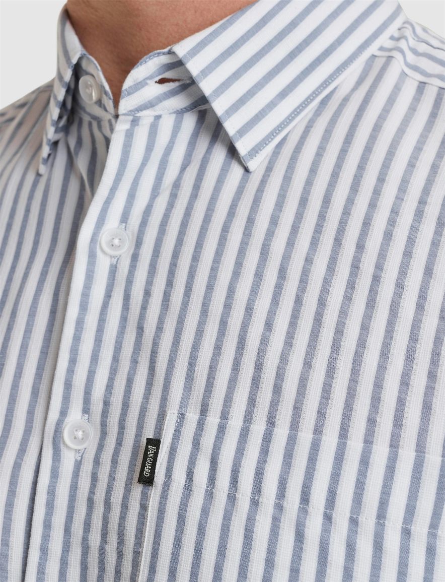 Vanguard overhemd blauw wit katoen normale fit