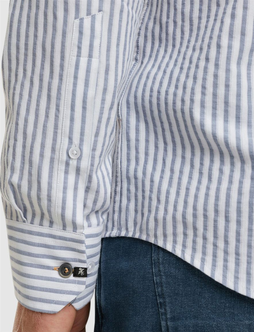 Vanguard overhemd blauw wit katoen normale fit