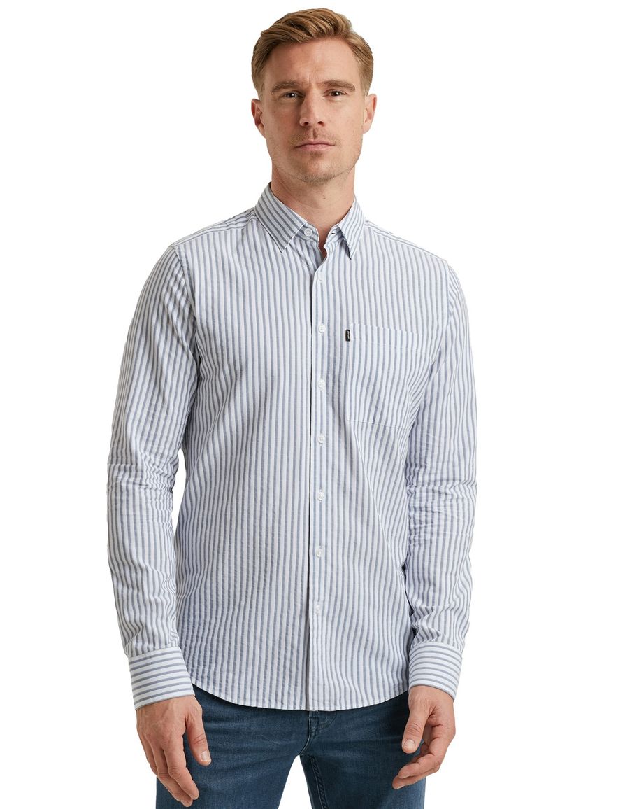 Vanguard overhemd blauw wit katoen normale fit