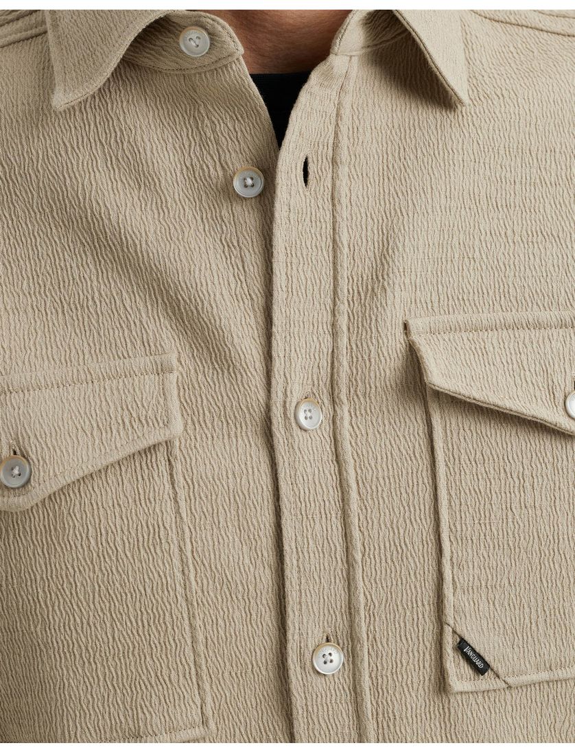 Vanguard overshirt effen beige normale fit