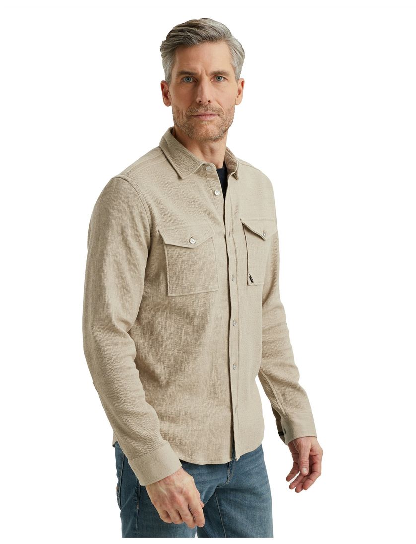 Vanguard overshirt effen beige normale fit