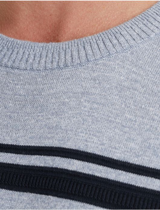 Vanguard T-shirt gestreept blauw Cotton Linen Blend