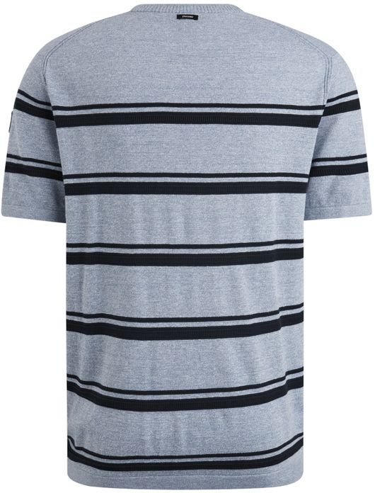 Vanguard T-shirt gestreept blauw Cotton Linen Blend