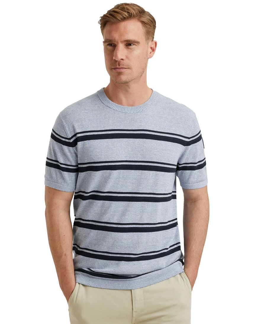 Vanguard T-shirt gestreept blauw katoen normale fit