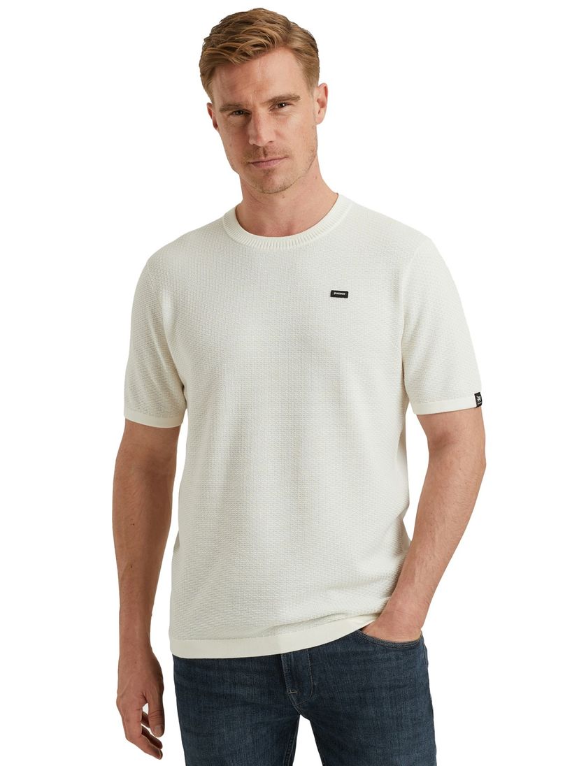 T-shirt Vanguard wit effen katoen normale fit