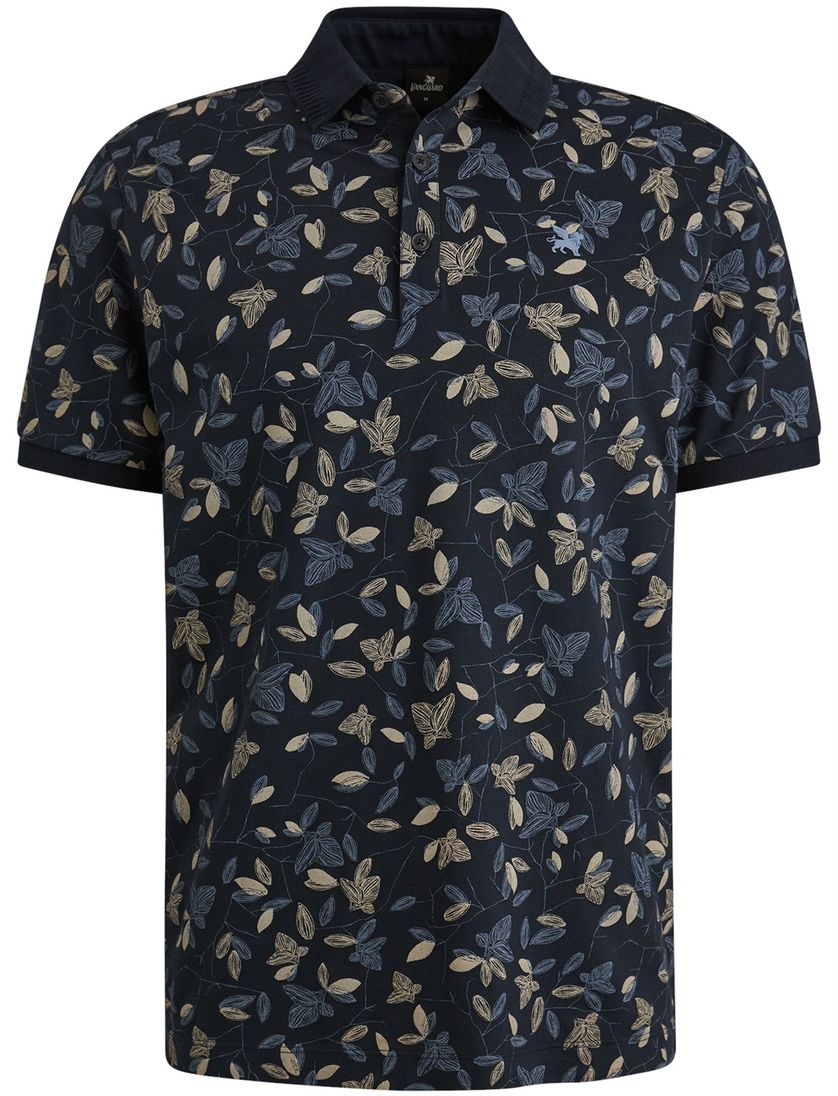 Vanguard polo korte mouw donkerblauw geprint pique