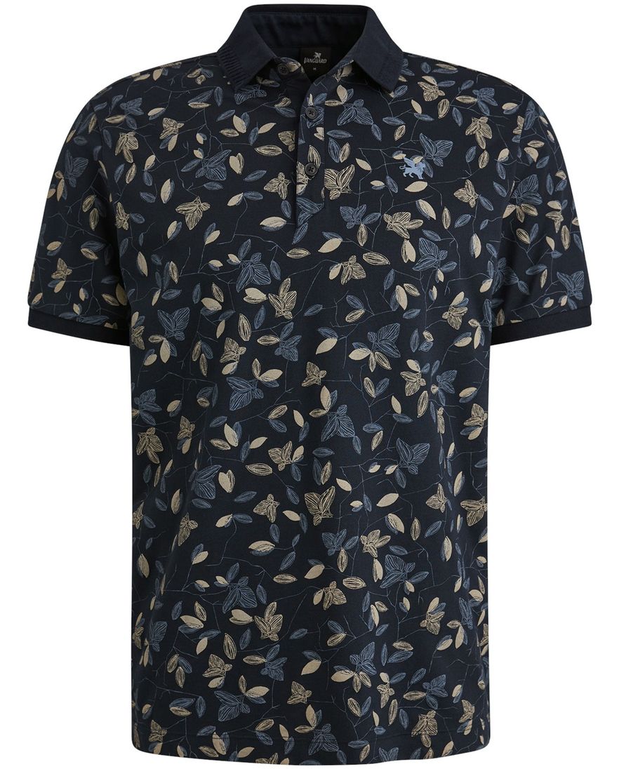 Vanguard polo korte mouw donkerblauw geprint pique