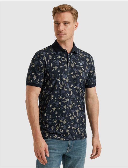 Vanguard polo korte mouw geprint donkerblauw pique