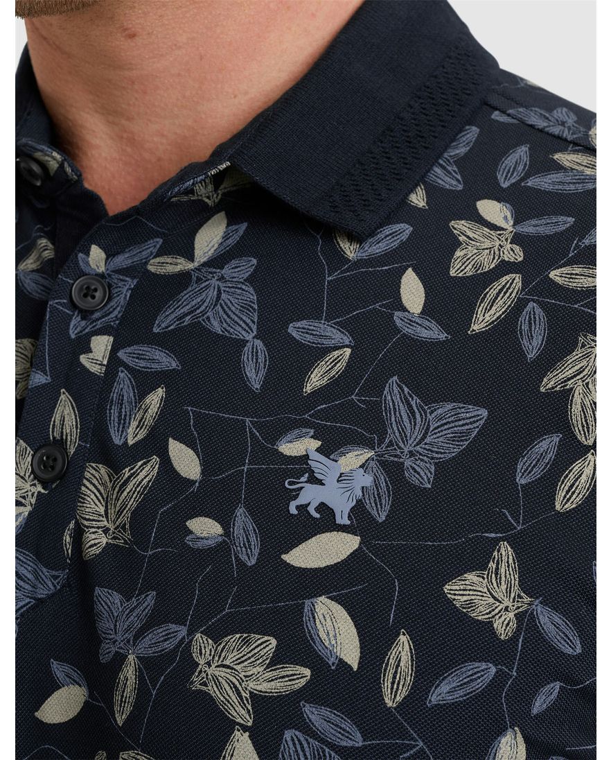 Vanguard polo korte mouw donkerblauw geprint pique