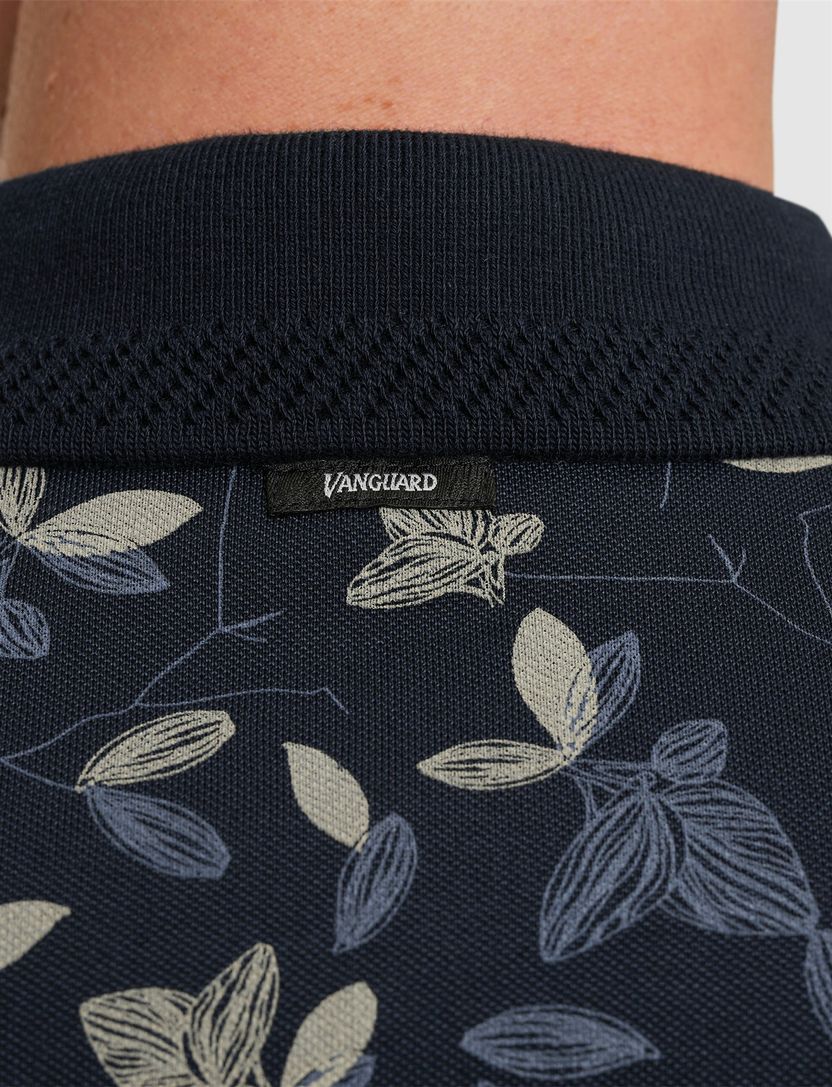 Vanguard polo korte mouw donkerblauw geprint pique