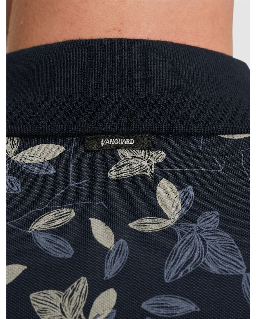 Vanguard polo korte mouw donkerblauw geprint pique