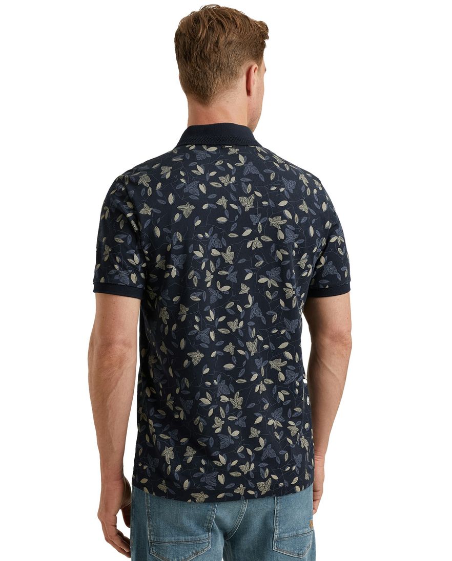 Vanguard polo korte mouw donkerblauw geprint pique