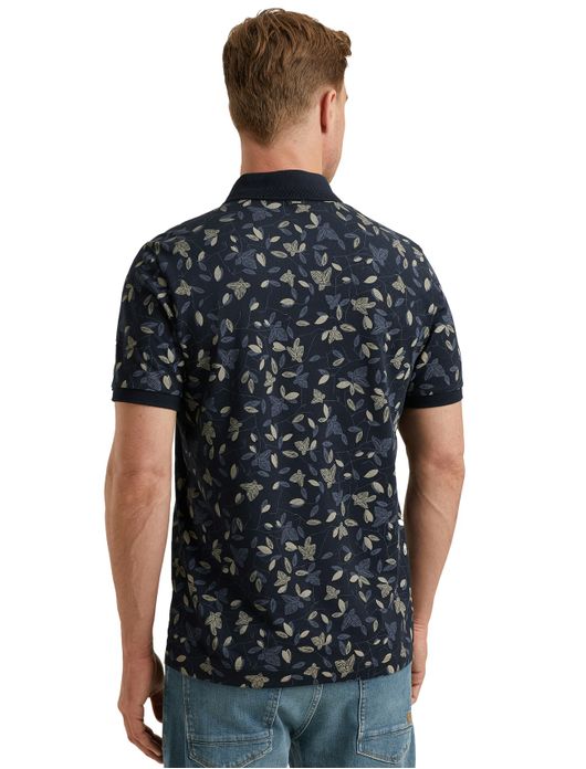 Vanguard polo korte mouw geprint donkerblauw pique