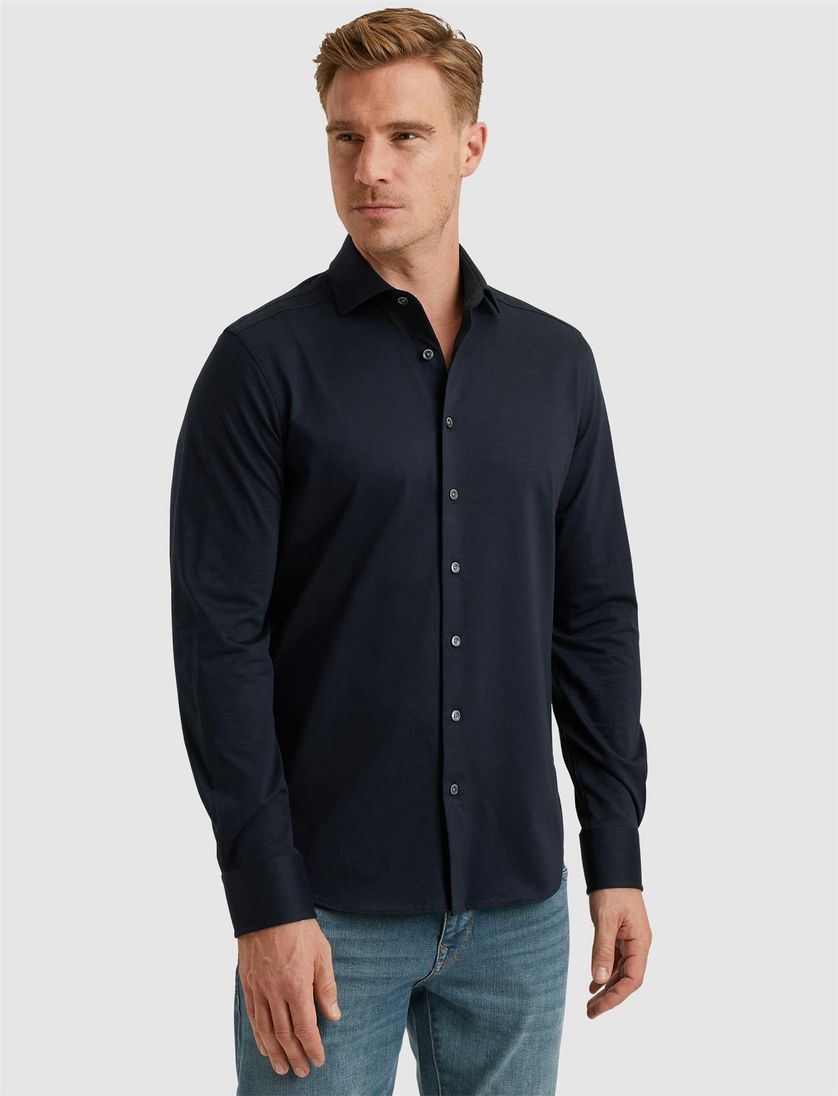 Vanguard overhemd donkerblauw effen normale fit